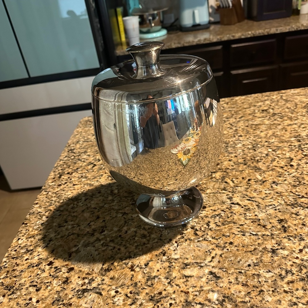 MCM Vintage Style Ice Bucket with Thermos interior Silver Plate